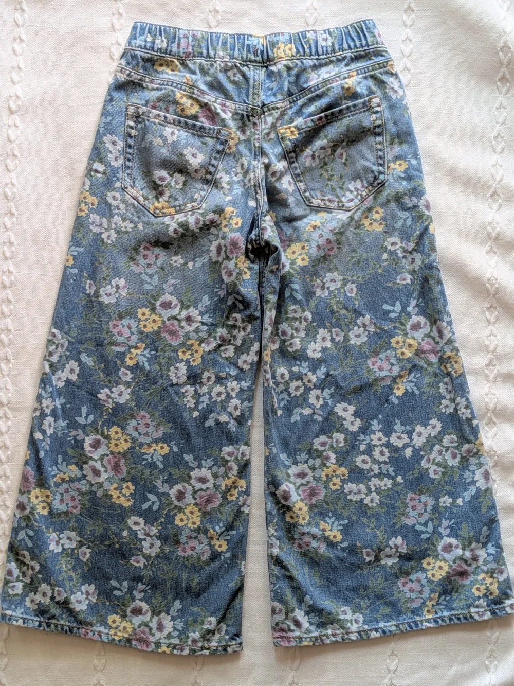 GAP Floral Baggy Denim Jeans — Light Blue with Multicolor Blooms